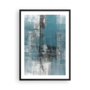 Poster in cornice nera - Composizione astratta nei toni del blu e del grigio - 50x70cm - Acqua e aria - Decorazione murale moderna per soggiorno e camera da letto ARTTOR