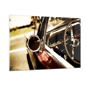 Quadro su vetro - Interni di auto d'epoca in stile retrò - 120x80cm - Auto con un'anima - Decorazione murale moderna per soggiorno e camera da letto ARTTOR
