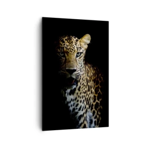 Quadro su tela - Stampe su Tela - Un leopardo su sfondo scuro con sguardo intenso - 80x120cm - Bellezza tenebrosa - Decorazione murale moderna per soggiorno e camera da letto ARTTOR