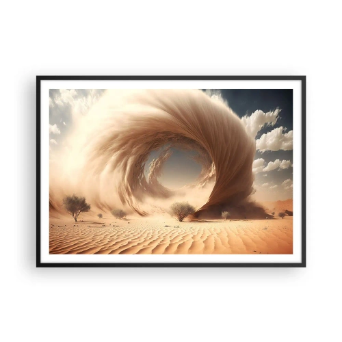 Poster in cornice nera - Vortice di sabbia dinamico in un deserto con alberi - 100x70cm - Il portale è aperto - Decorazione murale moderna per soggiorno e camera da letto ARTTOR