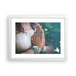 Poster in cornice bianca - Benvenuto al centro dell'essere - 40x30 cm