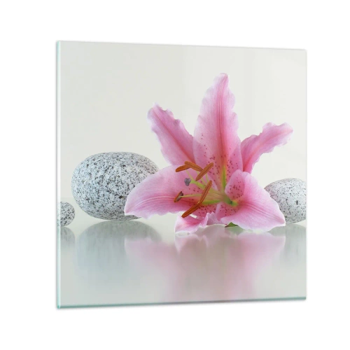 Quadro su vetro - Studio in rosa, grigio e bianco - 30x30 cm