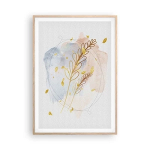 Poster in cornice rovere chiaro - Soffio d'oro - 70x100 cm