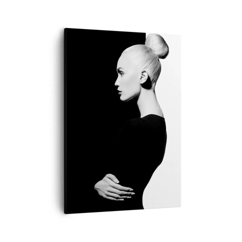 Quadro su tela - Stampe su Tela - Ritratto elegante di una donna su sfondo bianco e nero - 50x70cm - Semplicemente donna - Decorazione murale moderna per soggiorno e camera da letto ARTTOR