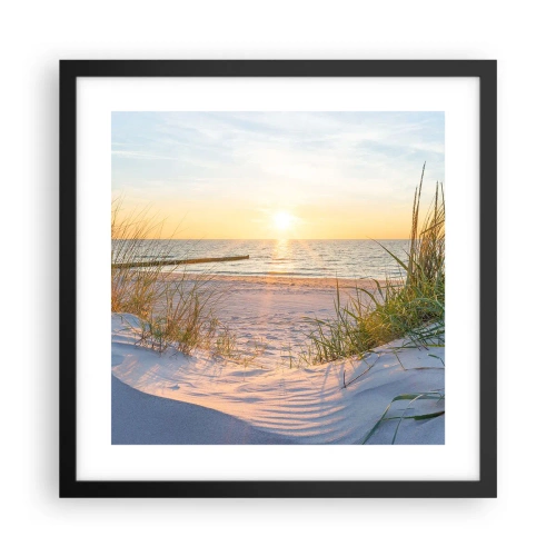 Poster in cornice nera - Rumore del mare, uccelli che cantano, spiaggia selvatica tra i cespugli... - 40x40 cm