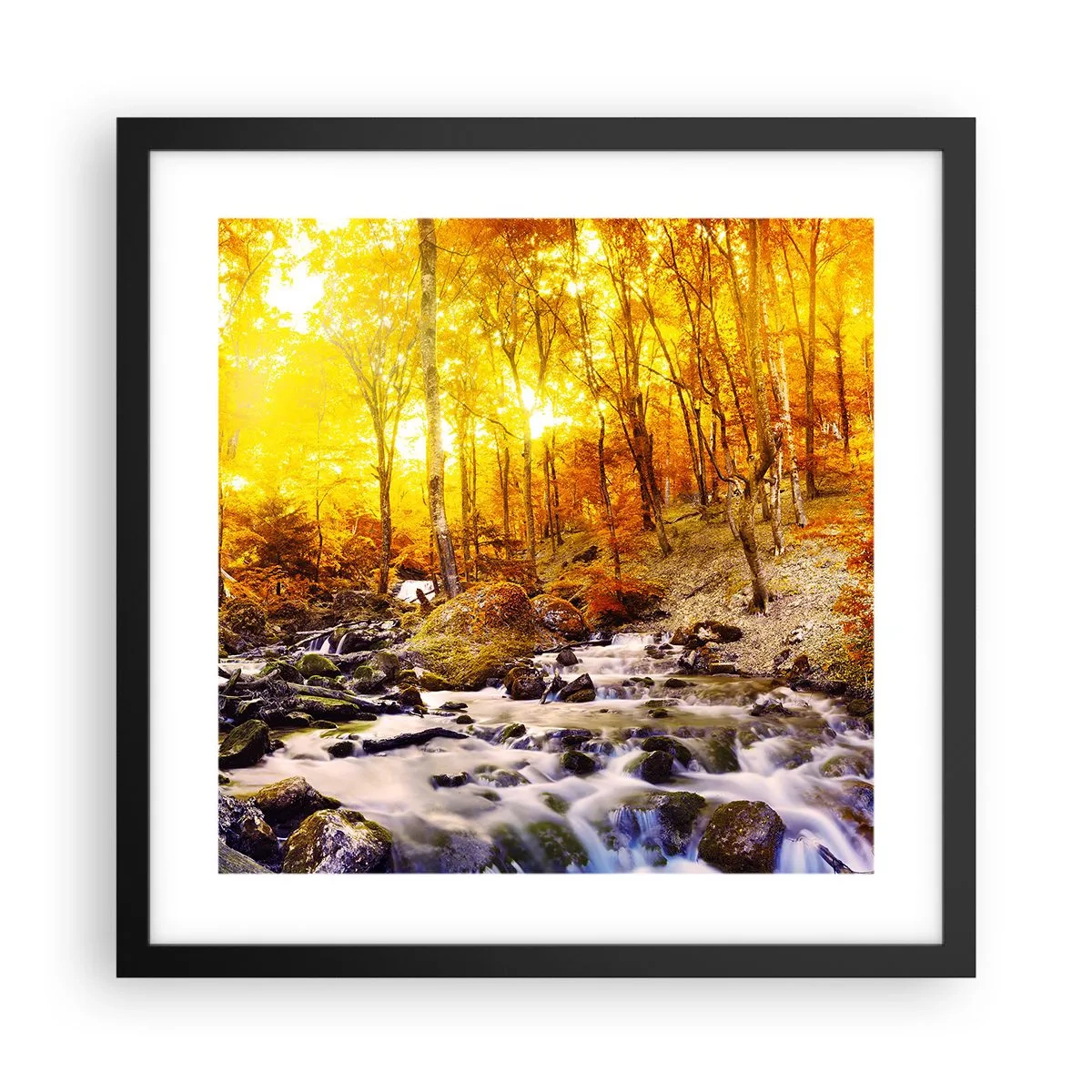 Poster in cornice nera - Pietre incorniciate in oro e platino - 40x40 cm