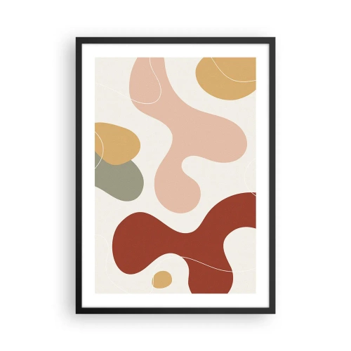 Poster in cornice nera - Una composizione astratta in calde tonalità pastello. - 50x70cm - Ghirigori - Decorazione murale moderna per soggiorno e camera da letto ARTTOR