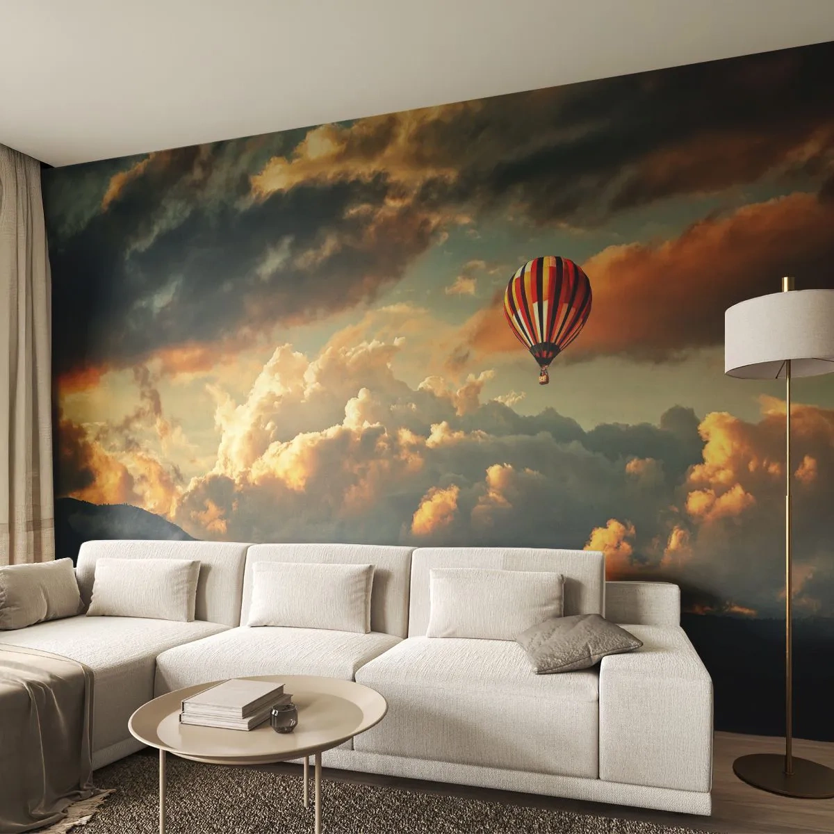 Fotomurali Premium Canvas - Un pallone sullo sfondo di nuvole spettacolari - 100x70cm - Volo perché voglio - Decorazione murale moderna per soggiorno e camera da letto ARTTOR