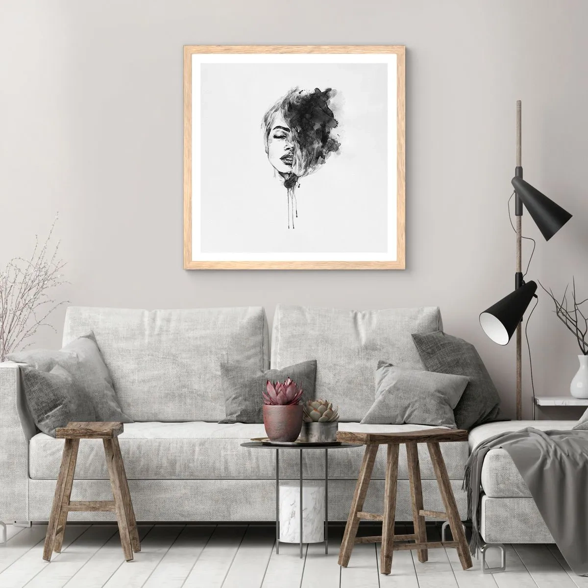 Poster in cornice rovere chiaro - Cosa sogna la ragazza - 50x50 cm