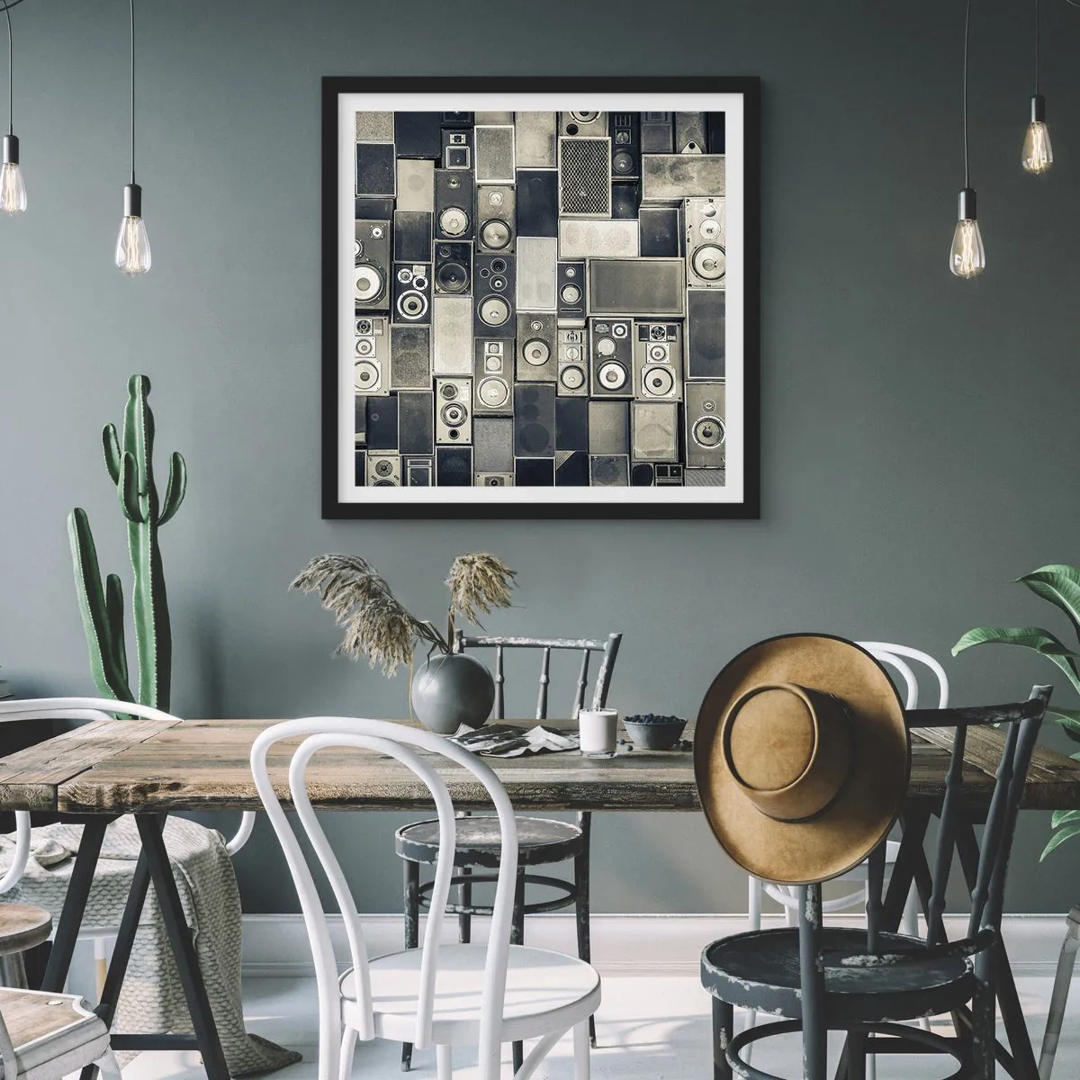 Poster in cornice nera - Armonia di suoni - 50x50 cm