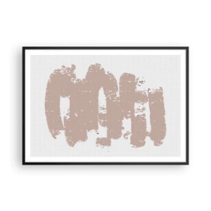 Poster in cornice nera - Forme rosa tenui su uno sfondo chiaro - 100x70cm - Astrazione in un rosa mite - Decorazione murale moderna per soggiorno e camera da letto ARTTOR