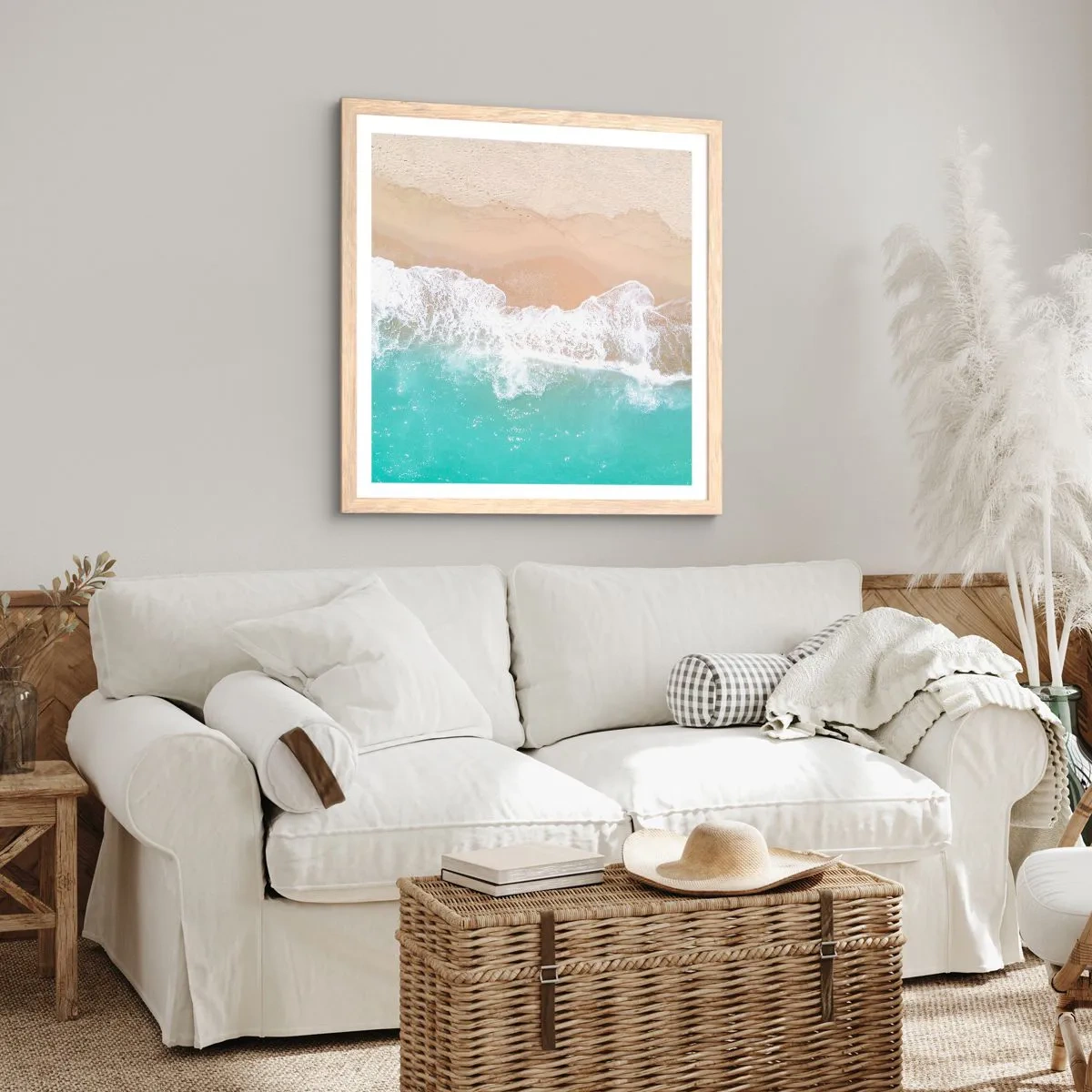 Poster in cornice rovere chiaro - Un tocco carezzevole - 60x60 cm