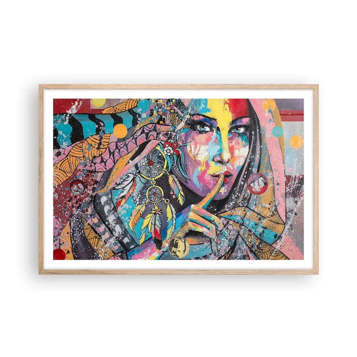 Poster in cornice rovere chiaro - Taci, finché capirai - 91x61 cm