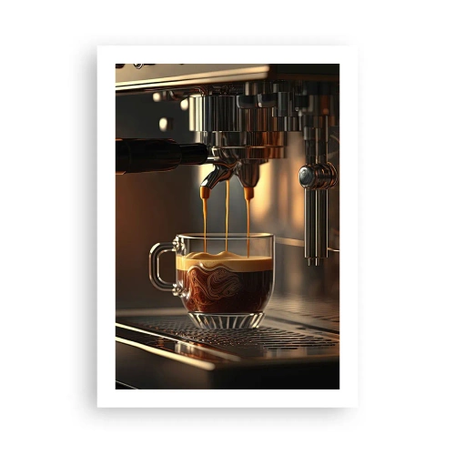Poster - Una macchina per il caffè che versa l'espresso in una tazza - 50x70cm - Miscela sensuale - Decorazione murale moderna per soggiorno e camera da letto ARTTOR