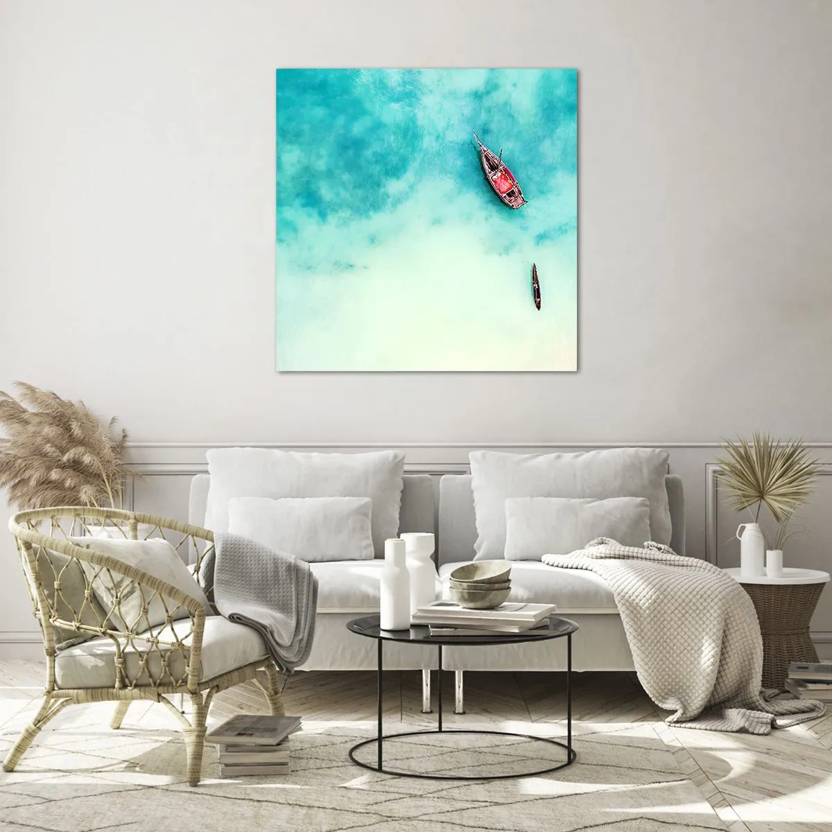Quadro su vetro - Nelle spiagge di Zanzibar, quando c'è troppa acqua... - 60x60 cm