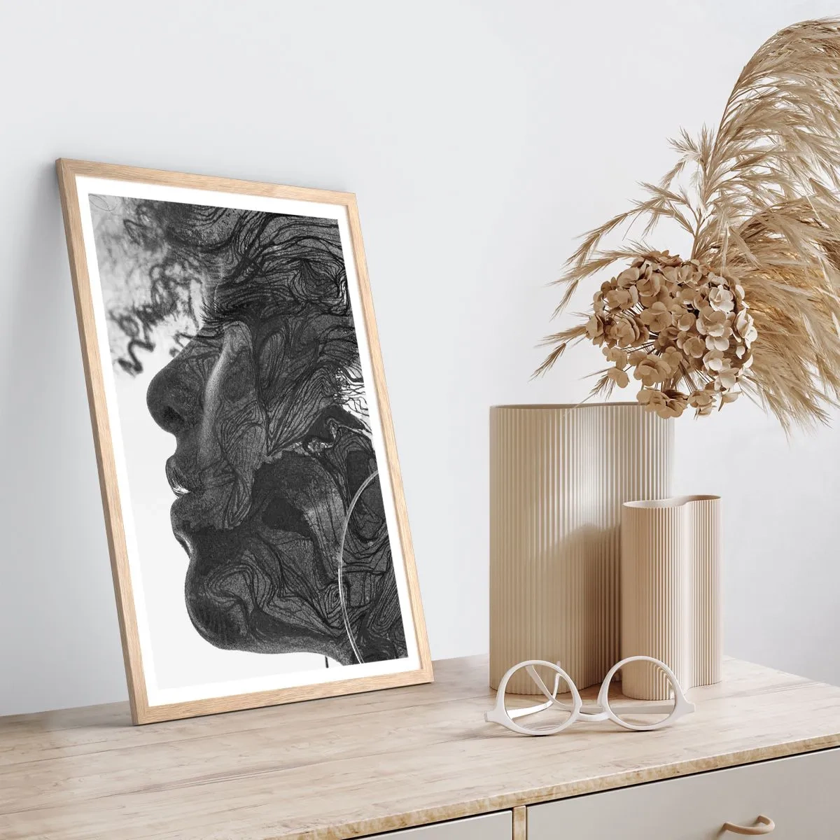 Poster in cornice rovere chiaro - Aggrovigliata nei sogni - 40x50 cm
