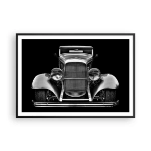 Poster in cornice nera - Un'auto d'epoca in bianco e nero - 100x70cm - Una vera fuoriclasse - Decorazione murale moderna per soggiorno e camera da letto ARTTOR