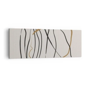 Quadro su tela - Stampe su Tela - Linee artistiche in nero e oro su uno sfondo chiaro - 140x50cm - Composizione: danza intricata - Decorazione murale moderna per soggiorno e camera da letto ARTTOR