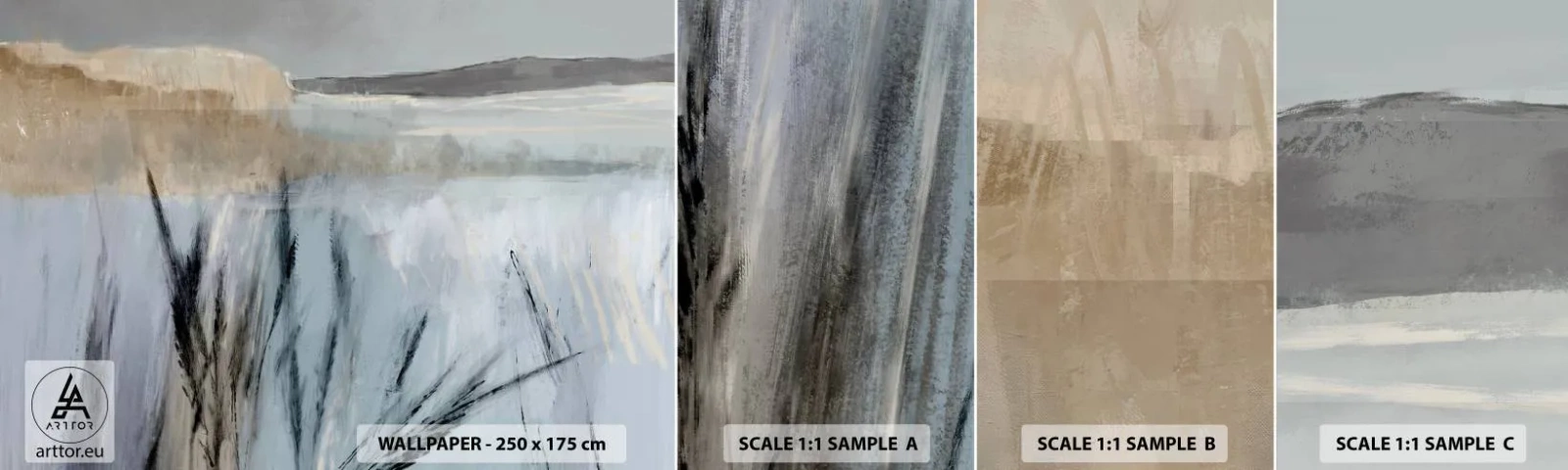 Campione Di Fotomurale Standard Eco - Campi d'inverno - Luminoso, Minimalismo, Pezzo - 100x30 cm