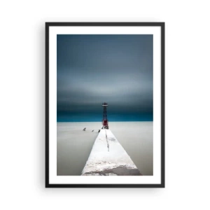 Poster in cornice nera - Un faro alla fine del molo in stile minimalista - 50x70cm - Incontrando l'infinito - Decorazione murale moderna per soggiorno e camera da letto ARTTOR
