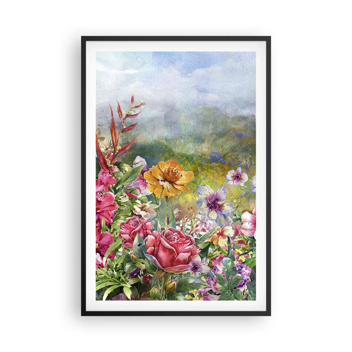 Poster in cornice nera - Il giardino impazzito - 61x91 cm