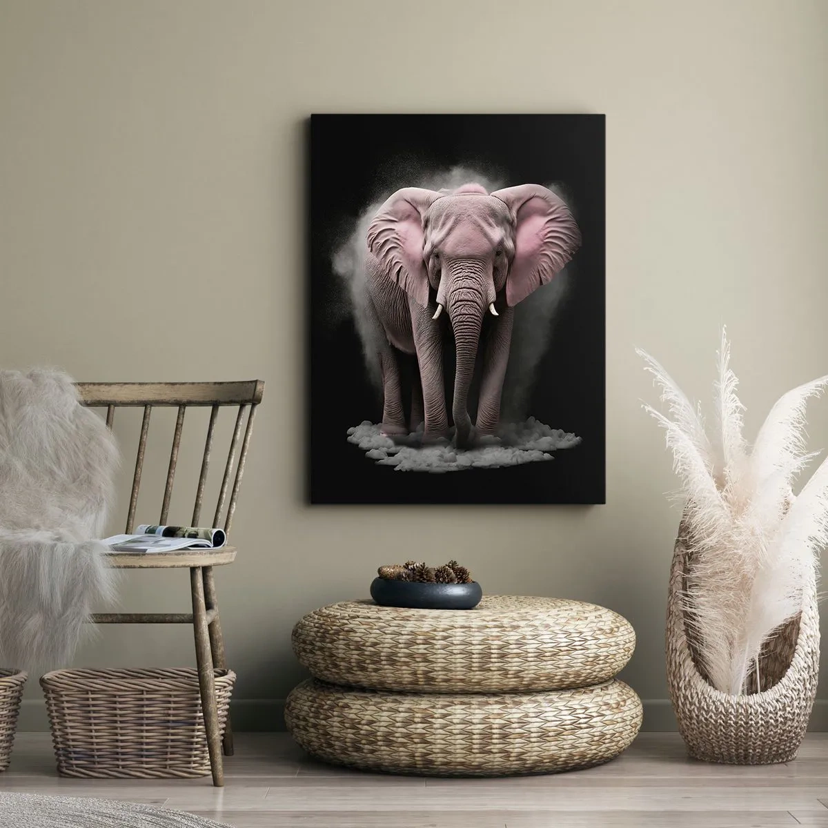 Quadro su tela - Stampe su Tela - Non pensare all'elefante rosa! - 55x100 cm