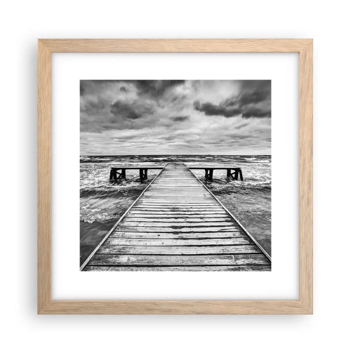 Poster in cornice rovere chiaro - Aspetto che il vento le scacci via... - 30x30 cm