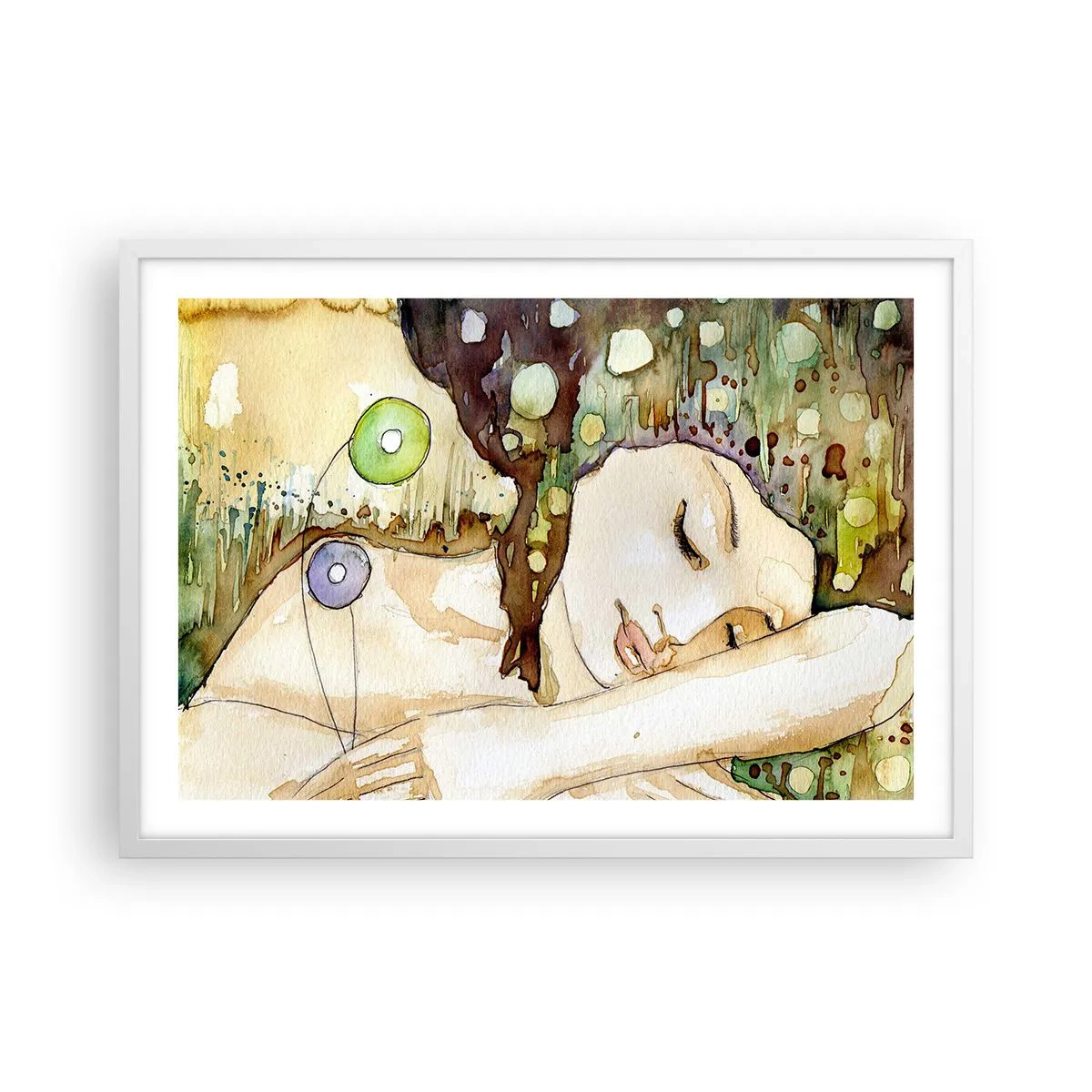Poster in cornice bianca - Sogno smeraldo e viola - 70x50 cm