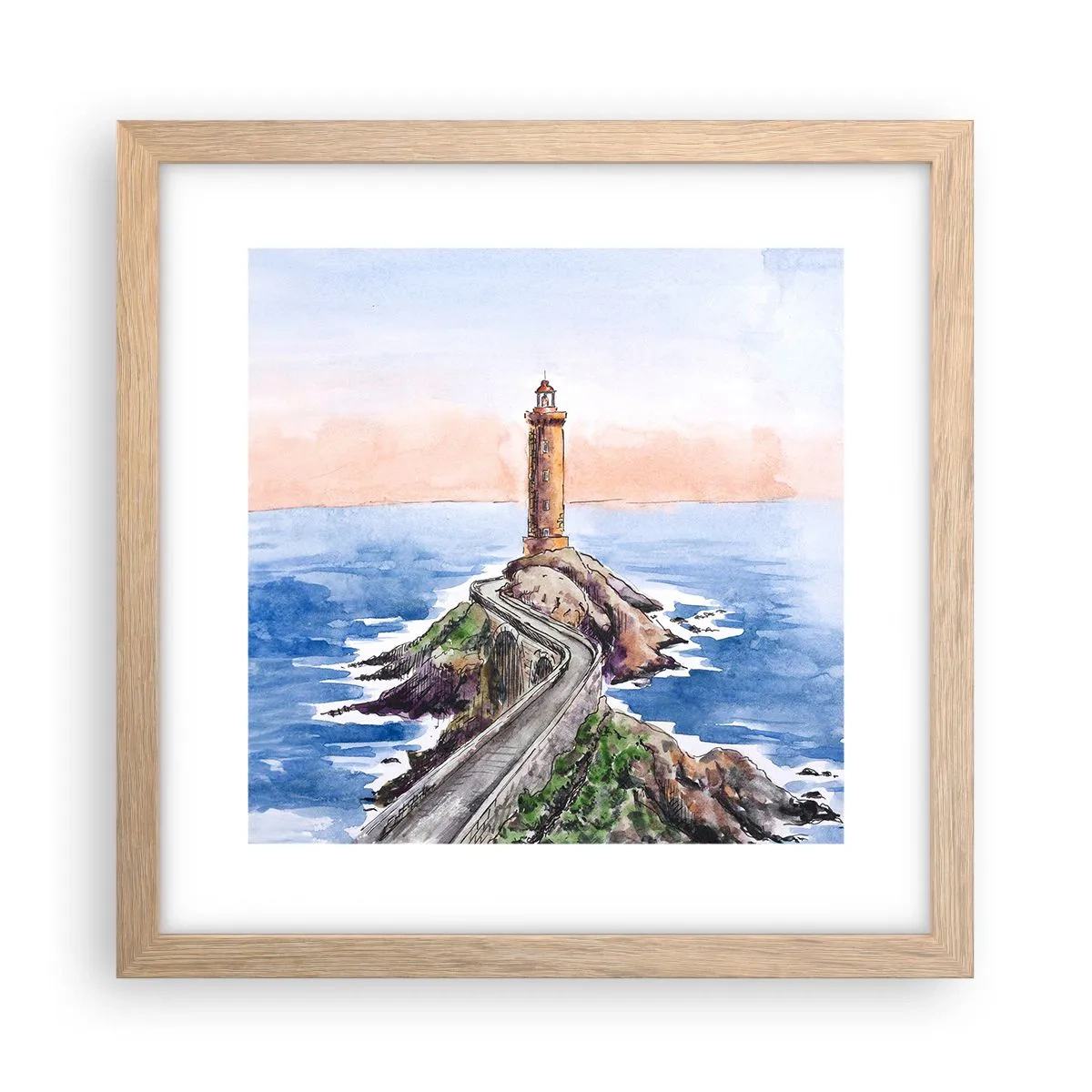 Poster in cornice rovere chiaro - Rivolto verso il mare - 30x30 cm