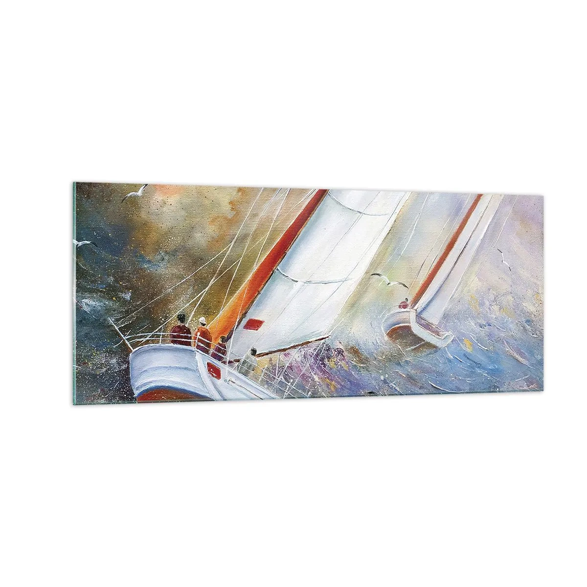 Quadro su vetro - Correndo sulle onde - 100x40 cm