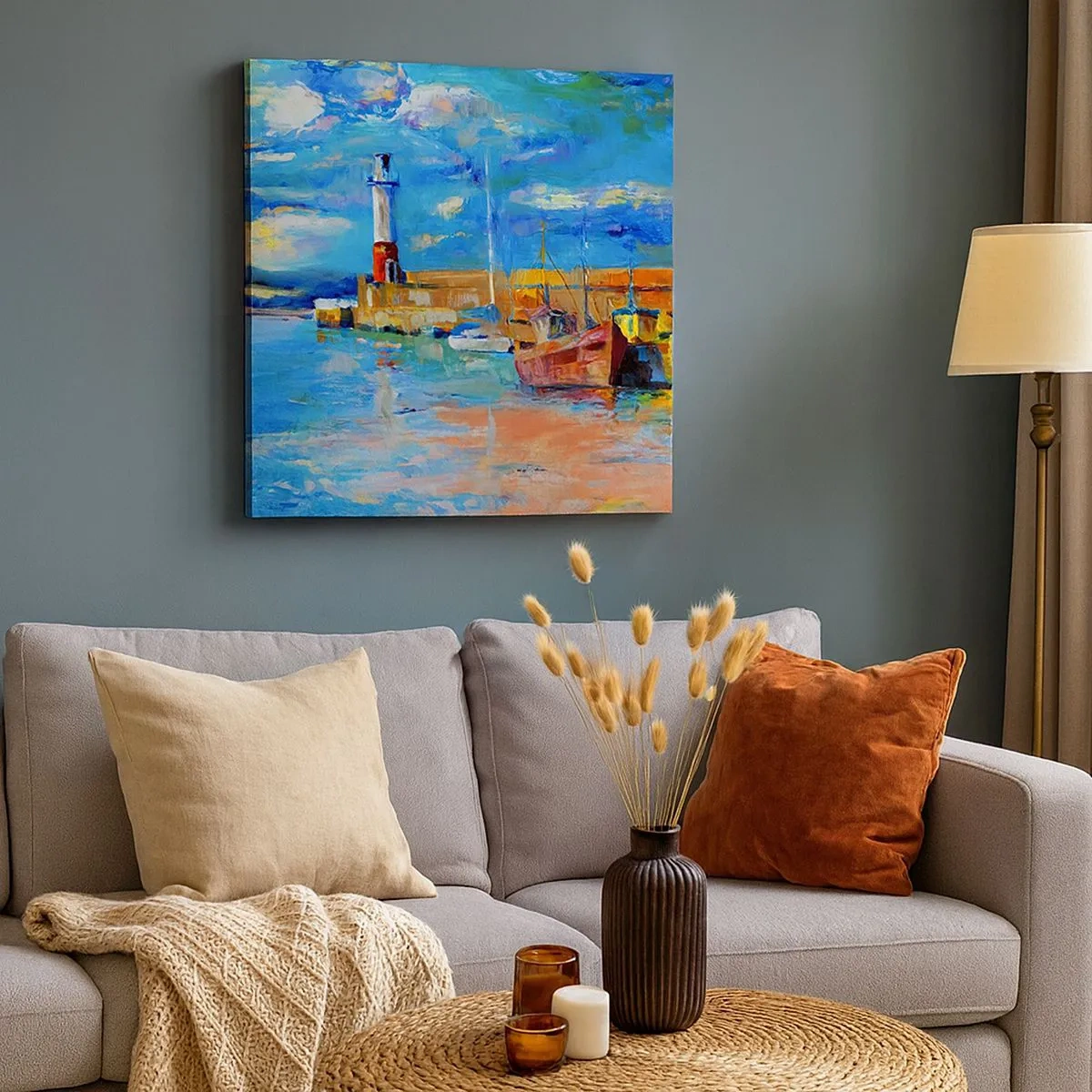 Quadro su tela - Stampe su Tela - Pomeriggio nell'insenatura multicolore - 30x30 cm