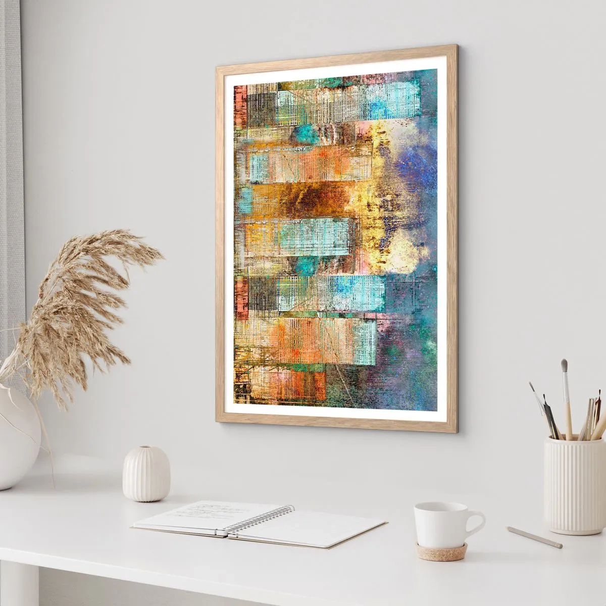 Poster in cornice rovere chiaro - Metropoli nel sole - 30x40 cm