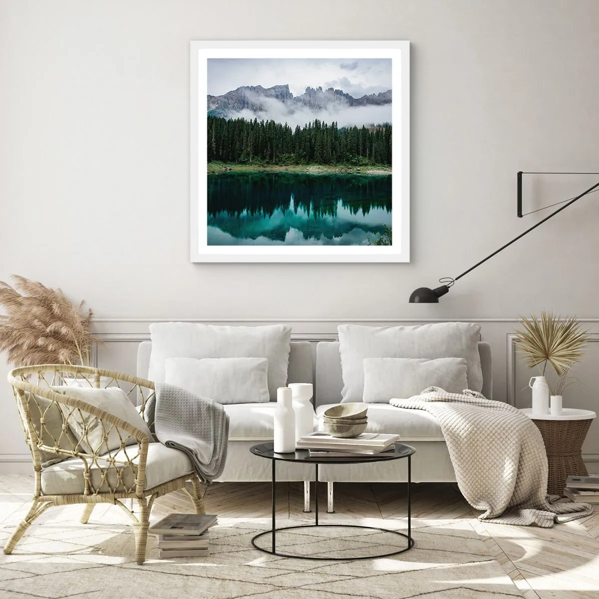 Poster in cornice bianca - Silenzio, non svegliamo l'acqua che dorme... - 50x50 cm