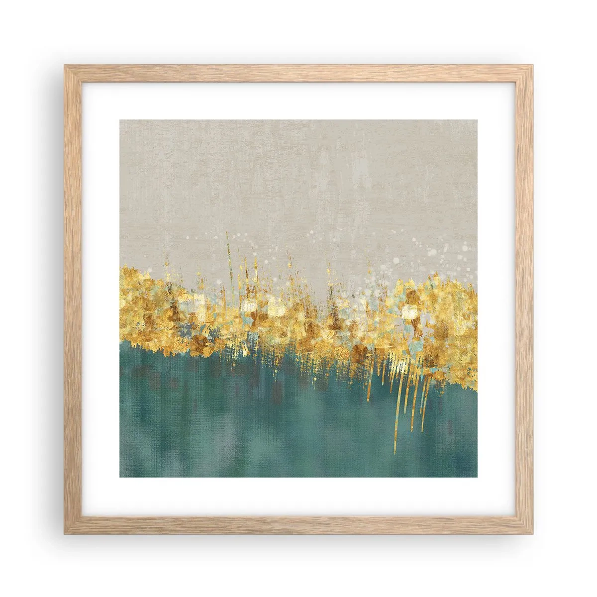 Poster in cornice rovere chiaro - Confine dorato - 40x40 cm