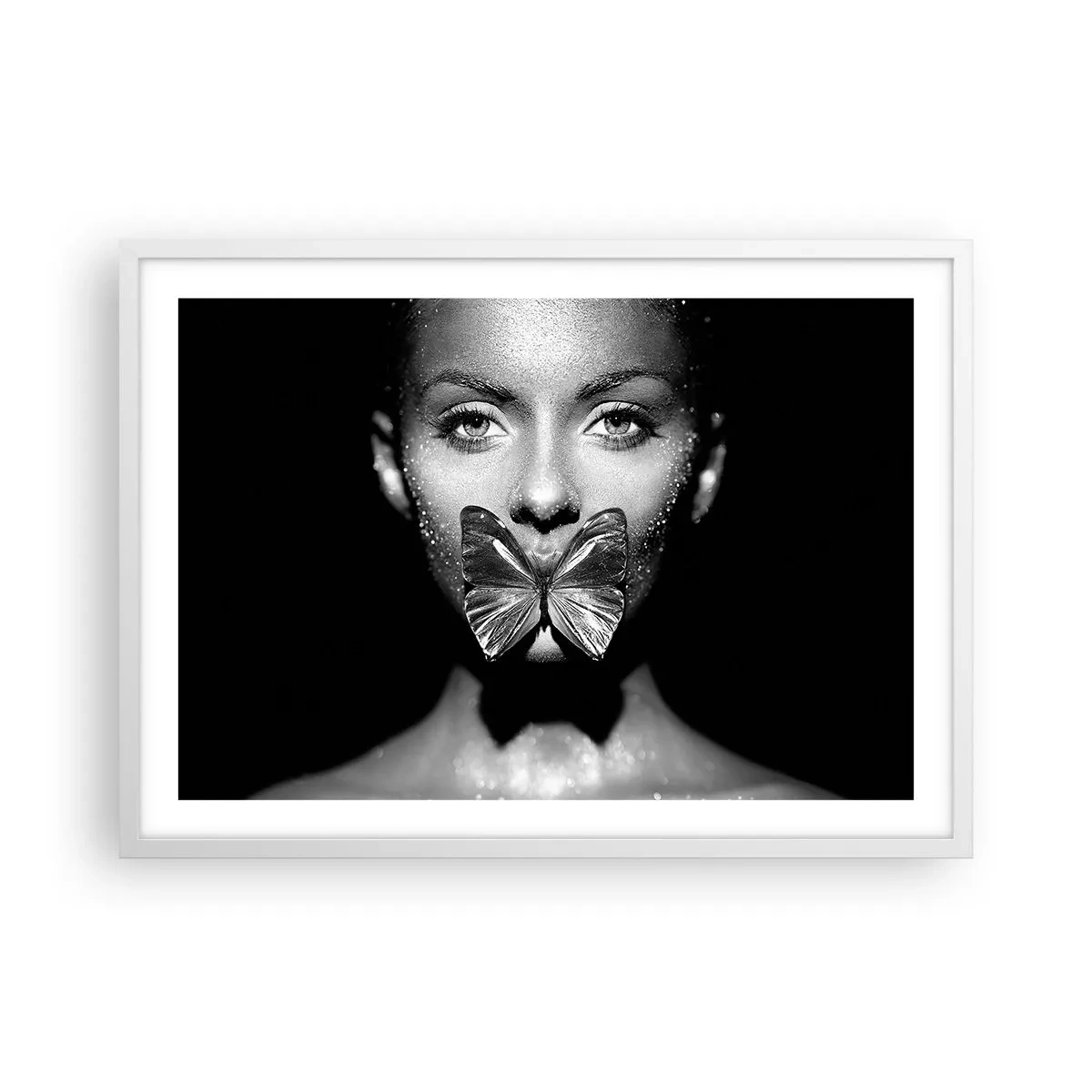 Poster in cornice bianca - Il bacio delle farfalle - 70x50 cm
