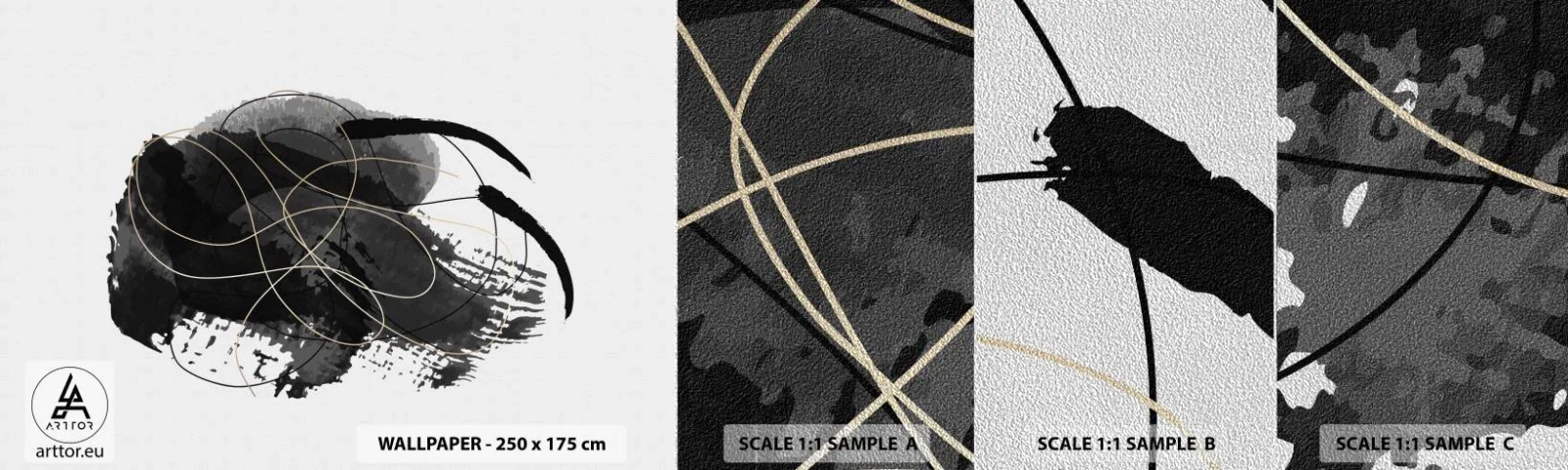 Campione di Fotomurale Premium Sand - Nato dal nero - Astrazione, Pezzo, Arte Moderna - 100x30 cm