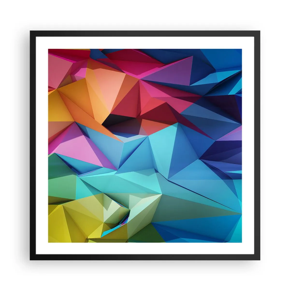 Poster in cornice nera - Origami arcobaleno - 60x60 cm