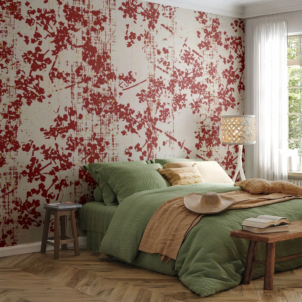 Fotomurali Standard Eco - Come l'antico percalle - Invecchiato, Modello, Fiori - 150x105 cm