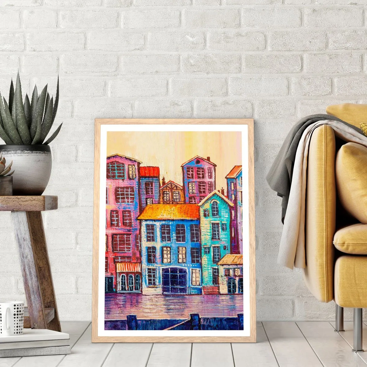 Poster in cornice rovere chiaro - Una città da favola - 40x50 cm