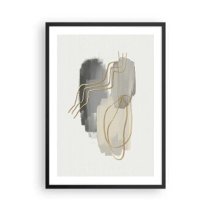 Poster in cornice nera - Composizione astratta con linee e macchie di vernice - 50x70cm - Durata e movimento - Decorazione murale moderna per soggiorno e camera da letto ARTTOR