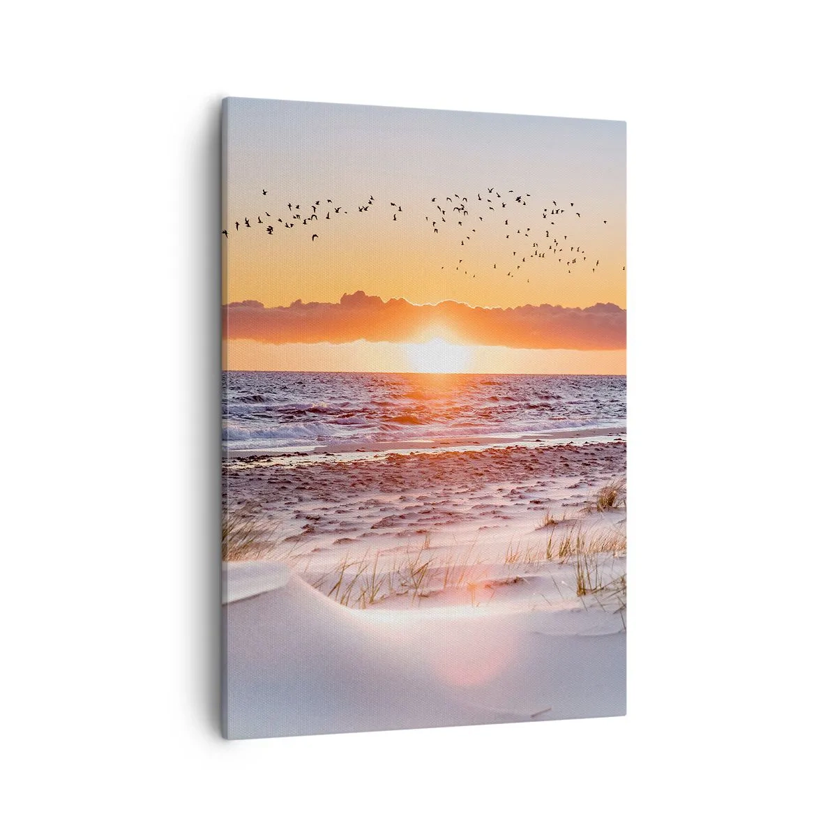 Quadro su tela - Stampe su Tela - Tramonto sul mare con vista sulle dune - 50x70cm - Paesaggio orizzontale - Decorazione murale moderna per soggiorno e camera da letto ARTTOR