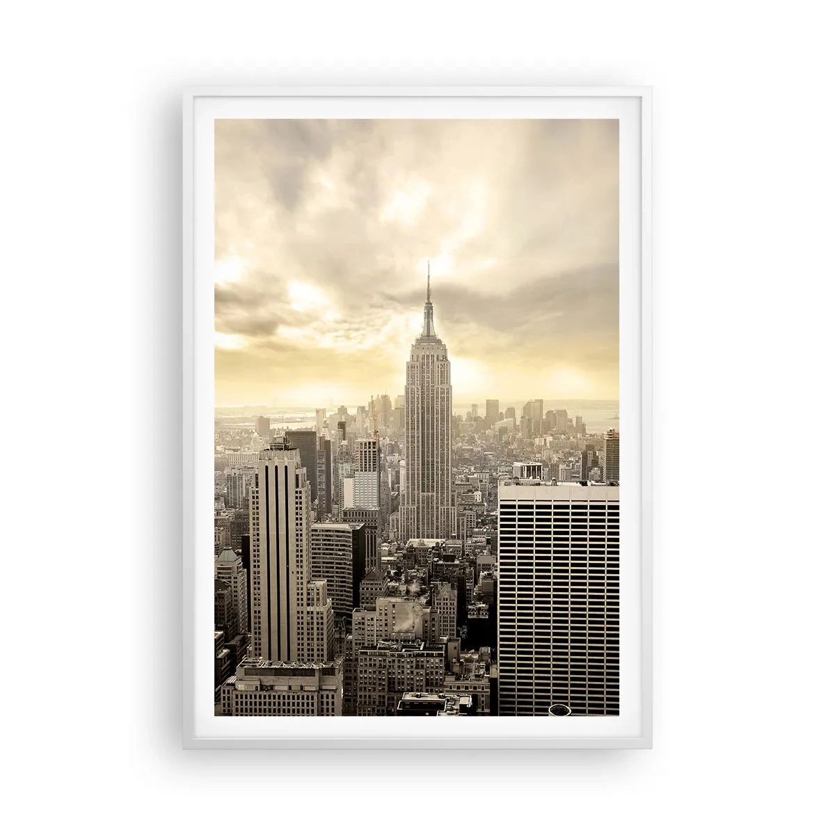 Poster in cornice bianca - New York in grigio - 70x100 cm