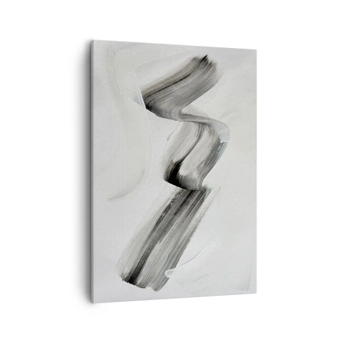 Quadro su tela - Stampe su Tela - Pennellata astratta in bianco e nero su sfondo chiaro - 50x70cm - Casualmente per divertimento - Decorazione murale moderna per soggiorno e camera da letto ARTTOR