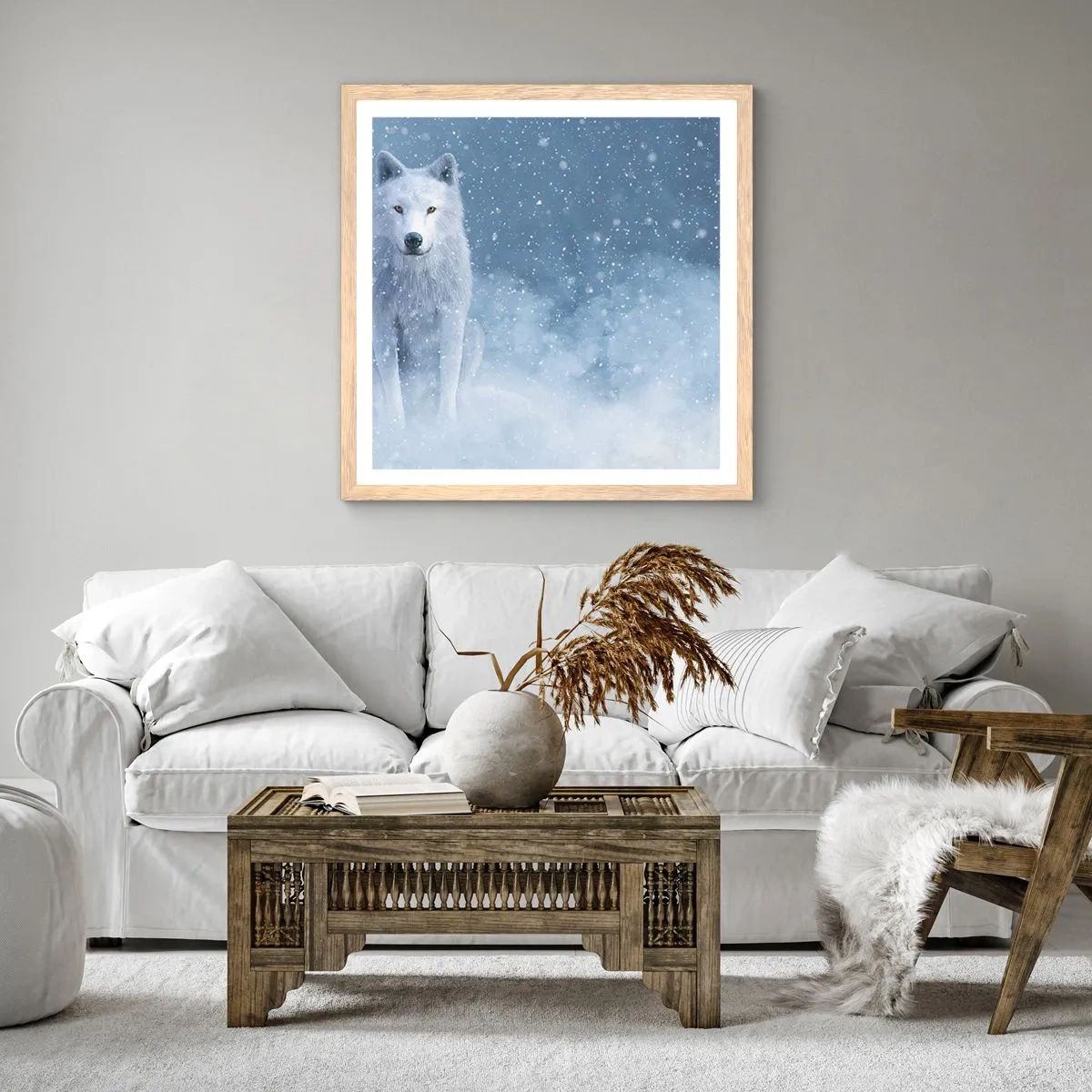 Poster in cornice rovere chiaro - Nello spirito dell'inverno - 60x60 cm