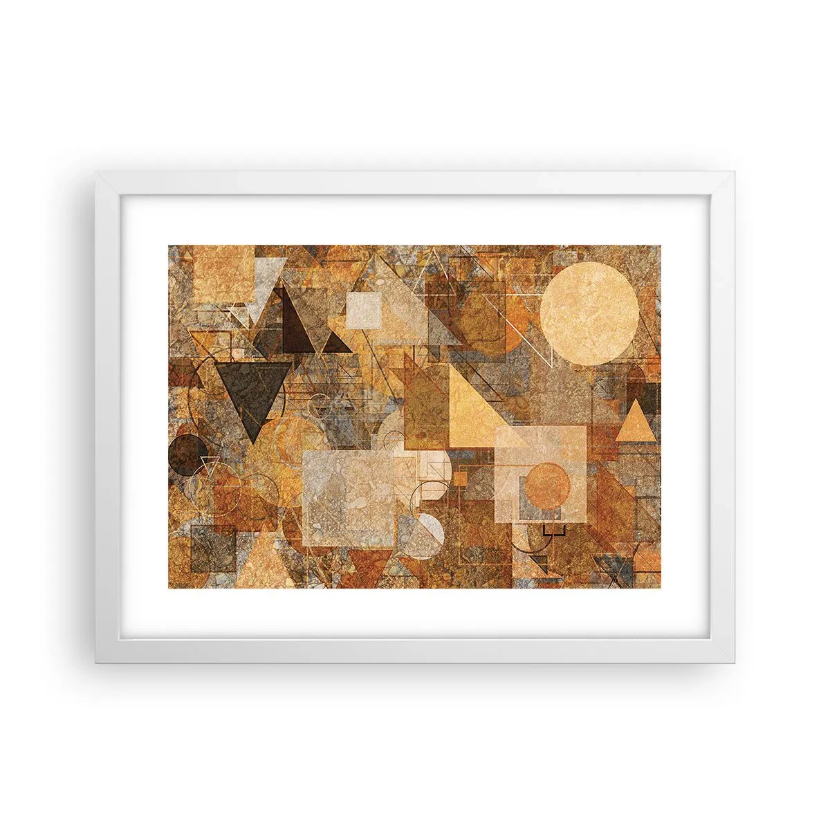 Poster in cornice bianca - Studio cubista in marrone - 40x30 cm