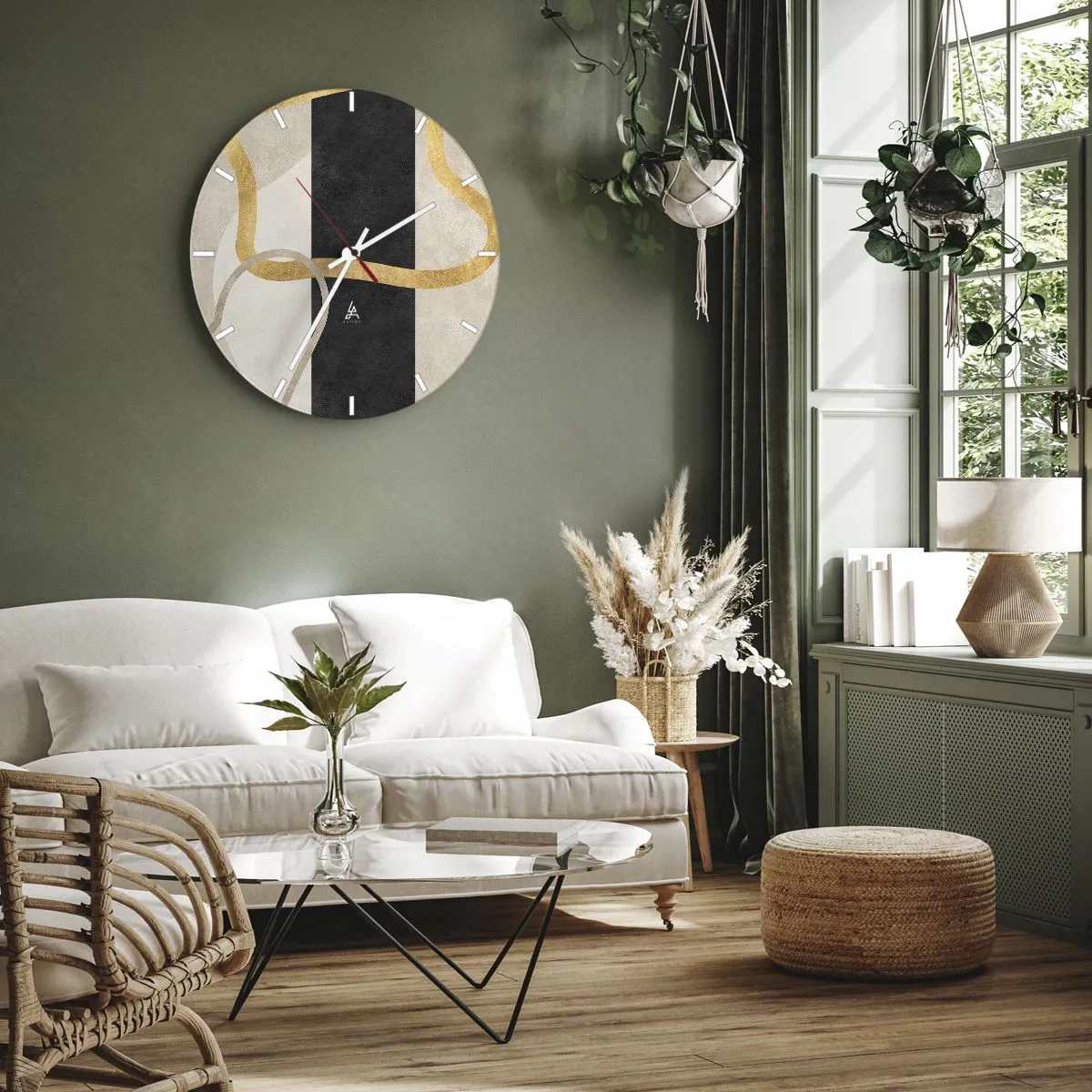 Orologio da parete - Orologio in Vetro - Forme intrecciate - 40x40 cm