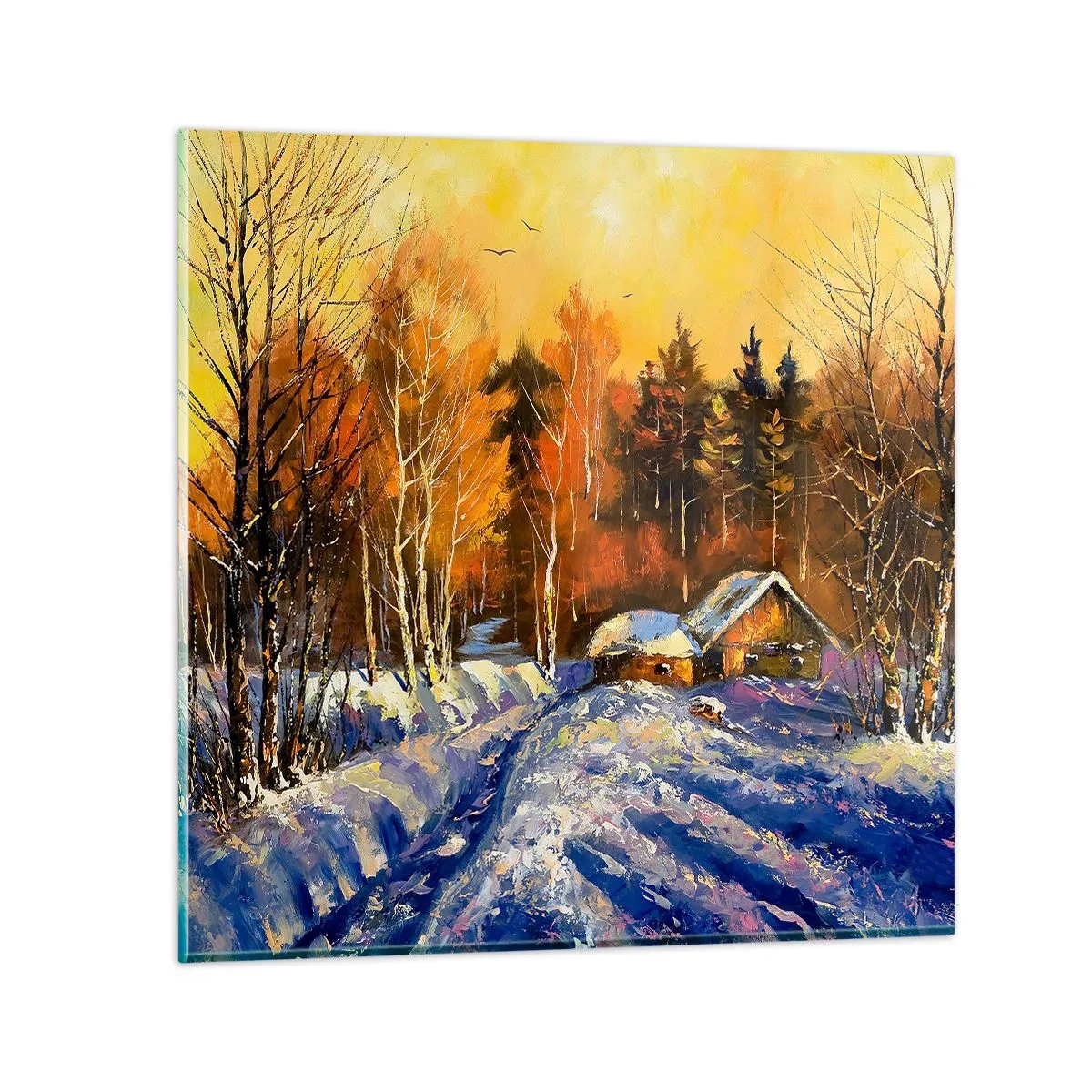 Quadro su vetro - Impressionismo invernale al sole - 50x50 cm