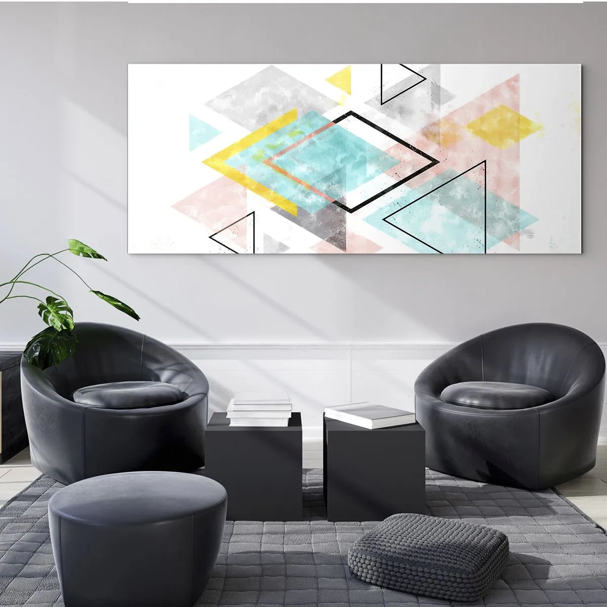 Quadro su vetro - Gioco geometrico - 100x40 cm