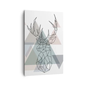 Quadro su tela - Stampe su Tela - Cervo geometrico su uno sfondo di triangoli pastello - 80x120cm - Nel bosco geometrico - Decorazione murale moderna per soggiorno e camera da letto ARTTOR