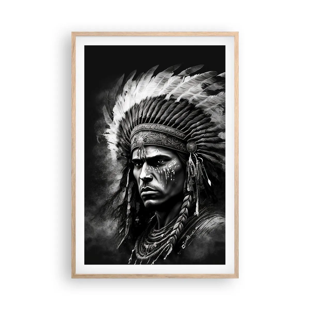 Poster in cornice rovere chiaro - Capo e guerriero - 61x91 cm